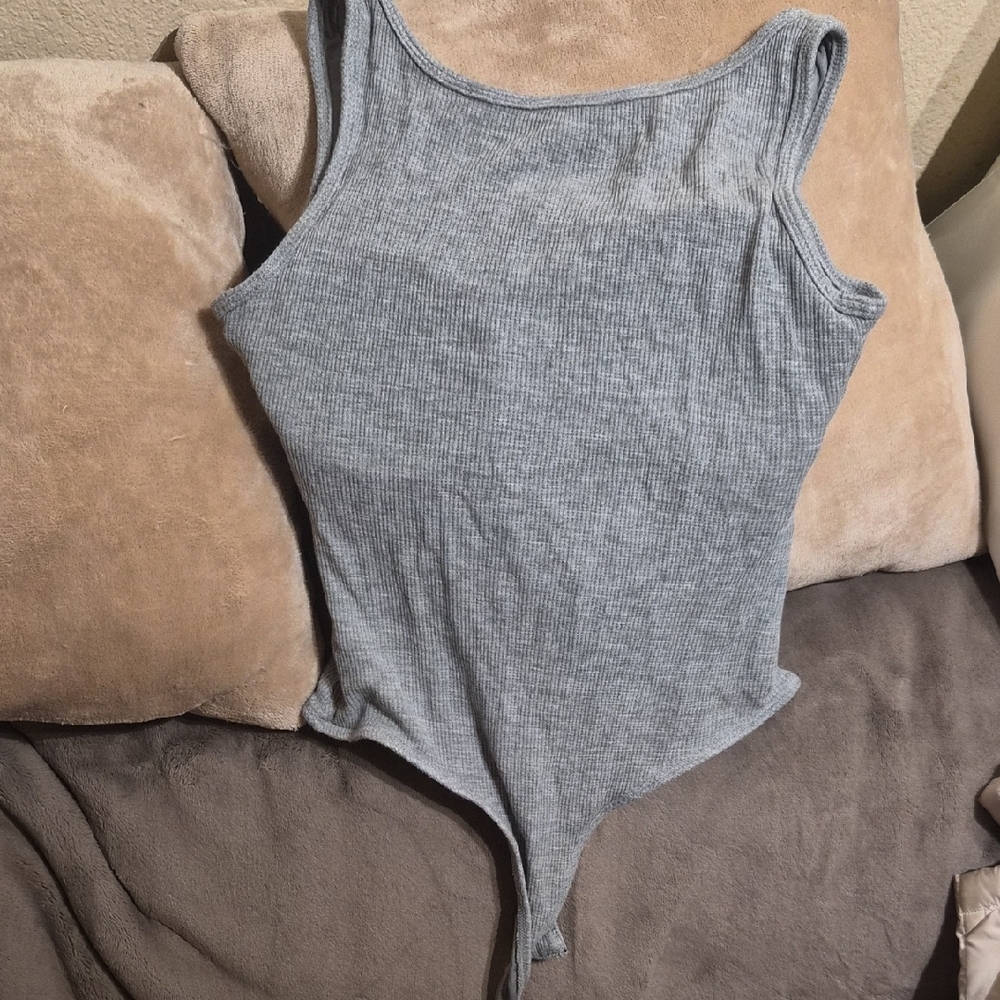 klassy network Gray Ribbed Bodysuit - Picture 3 of 3